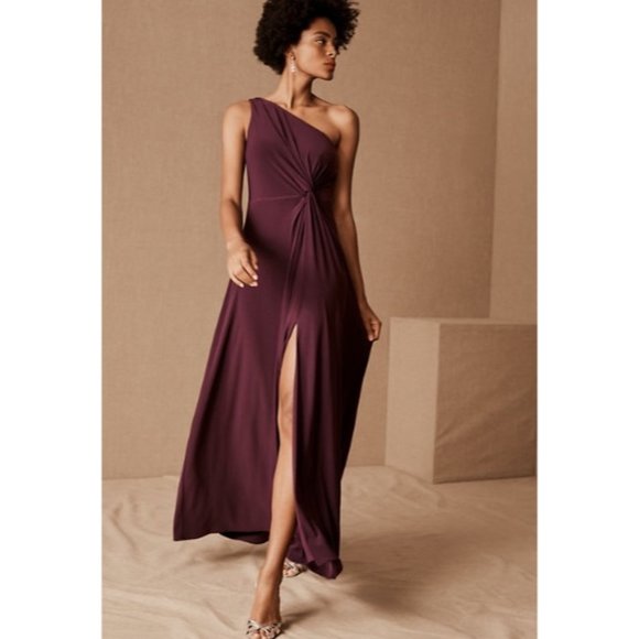 BHLDN Purple Brixen One-Shoulder Maxi Dress - Sz 0 - Picture 1 of 13